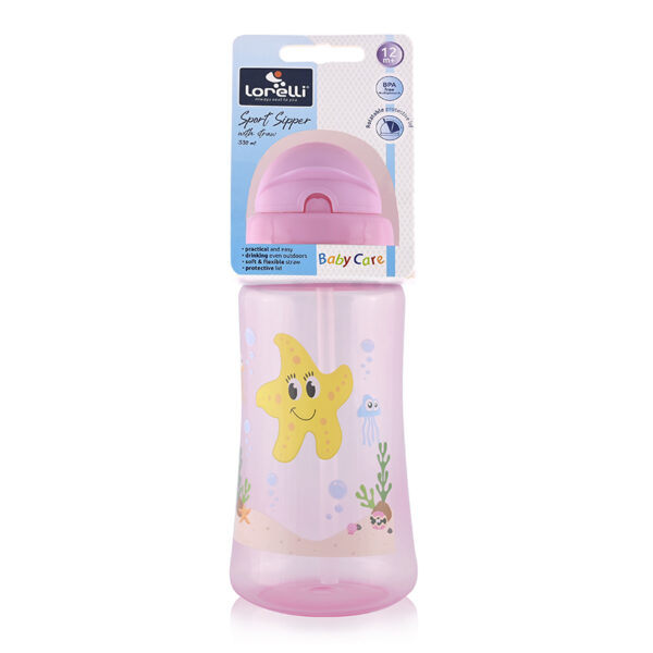Бутылочка спорт с трубочкой 330 ml, Lorelli PINK — изображение 2