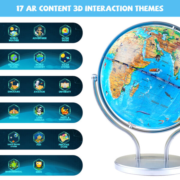 Glob interactiv iluminat, 20 cm, în limba engleză - imagine 2