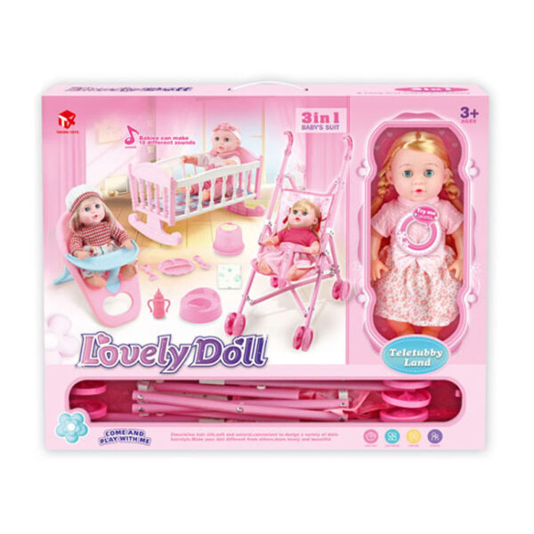Игровой набор кукла с коляской, кроваткой и стульчиком — изображение 2