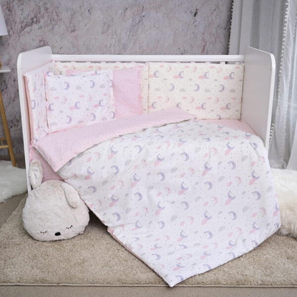 Set lenjerie pat 7 elem., Lorelli SMILE Pink Moons&Stars - imagine 2