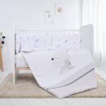 Set lenjerie pat 7 elem., Lorelli SMILE LITTLE RABBITS GREY