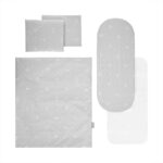 Set lenjerie pentru carucior, cu protectie impermeabila, 6 piese Lorelli LITTLE BEAR GREY