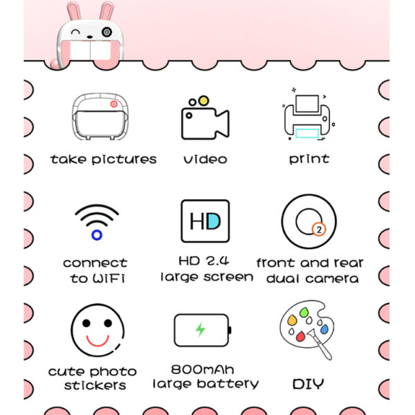 Aparat foto mini copii, wi fi, imprimare - imagine 3