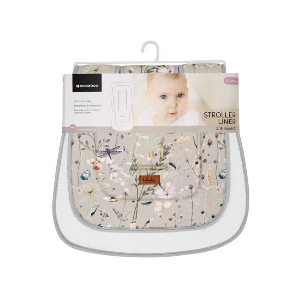 Saltea respirabilă pentru carucior Kikkaboo Dreamy Fields Grey - imagine 3