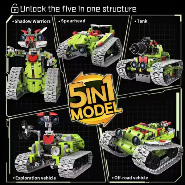 Конструктор Building Block на р/у 5в1, 705 деталей, 5 вариантов сборки — изображение 3