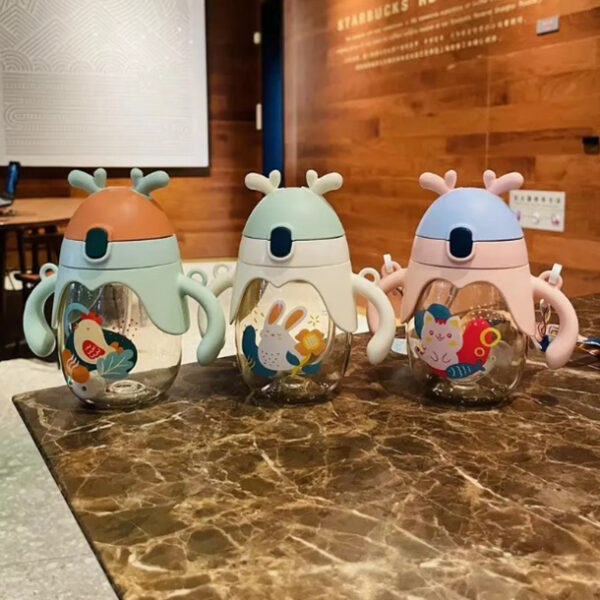 Поильник с трубочкой и ручками ОЛЕНЯТА, 350 мл., в ассортим. — изображение 2
