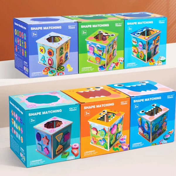 Cub logic din lemn educațional, in sortim - imagine 2