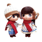 Set papusi de colectie Ddung CUPLU DE IARNA, 18 cm
