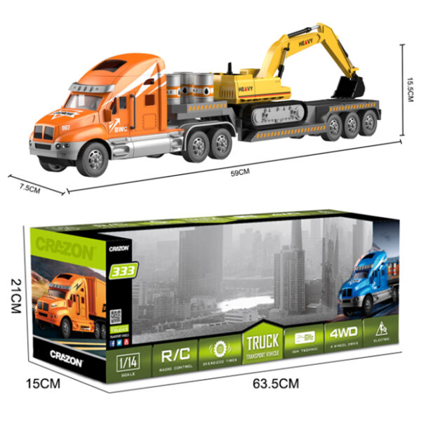 Camion RC CRAZON cu remorcă și excavator - imagine 2