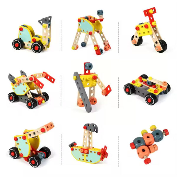 Jucarie tip macara din lemn cu set de instrumente - imagine 4