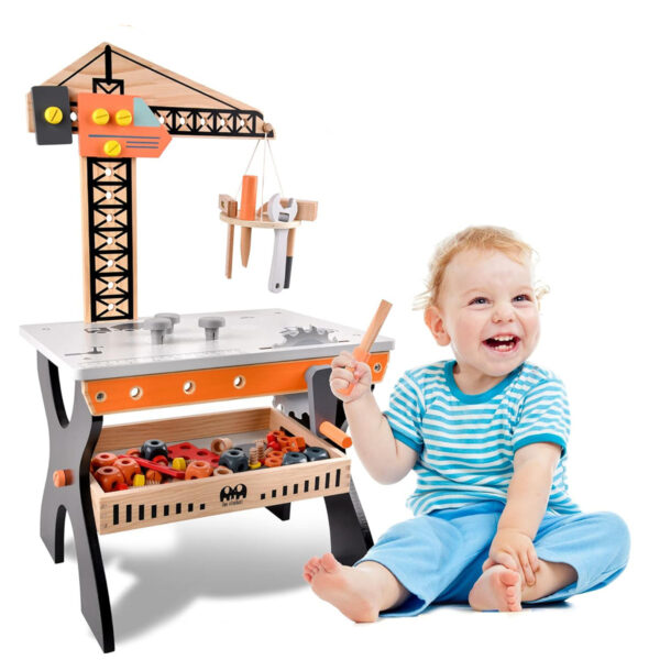 Jucarie tip macara din lemn cu set de instrumente - imagine 2