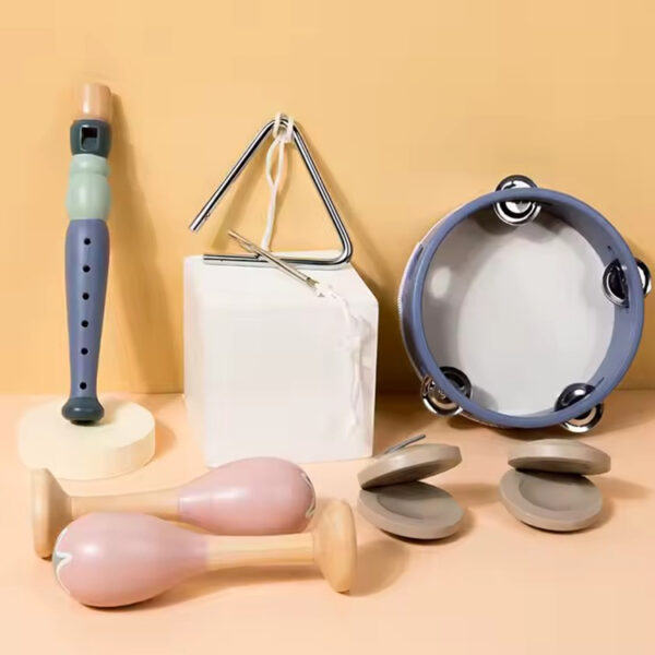 Instrumente muzicale pentru copii, lemn natural - imagine 2