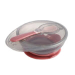 Set castron cu ventuza, capac si lingurita