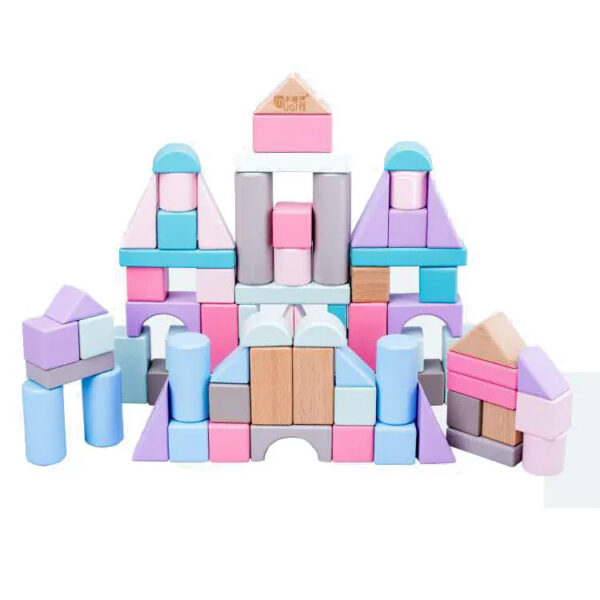 Set constructii cuburi din lemn, 75 piese - imagine 5