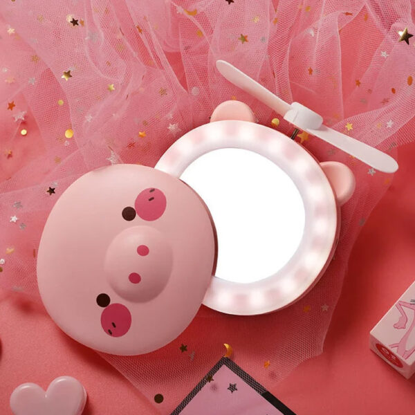 Mini Ventilator cu Oglinda LED PIGGY - imagine 4