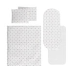 Set lenjerie pentru carucior, cu protectie impermeabila, 6 piese Lorelli White Crowns