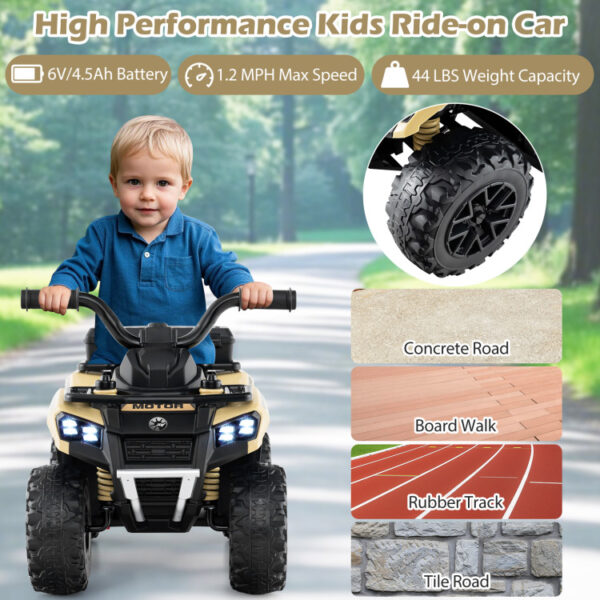 Mini ATV cu acumulator pentru copii 18-36 luni, ATV RACER PLUS Brown - imagine 4