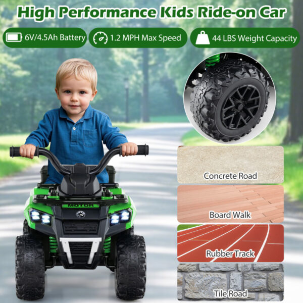 Mini ATV cu acumulator pentru copii 18-36 luni, ATV RACER PLUS Green - imagine 3