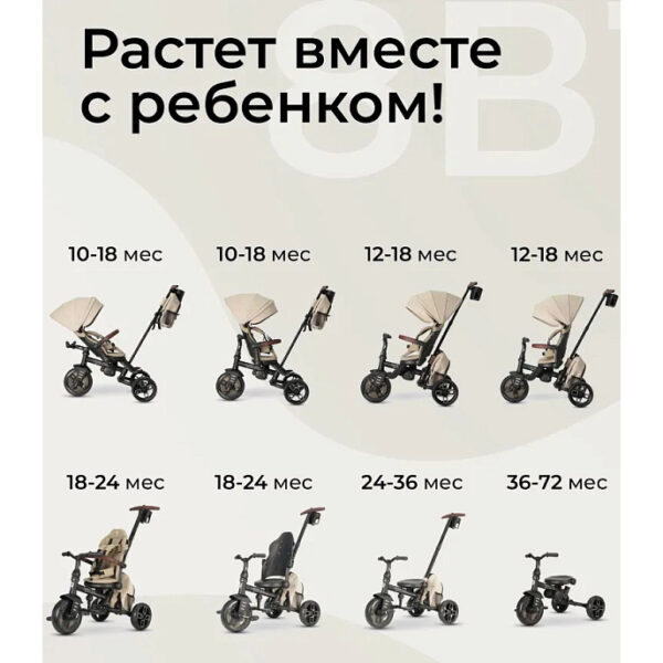 Tricicleta QPlay COMFO MAX Beige - imagine 5