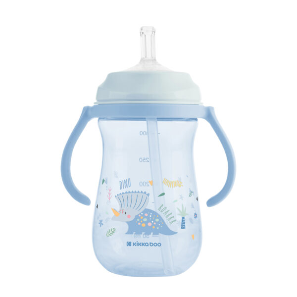 Cana cu pai si manere Kikkaboo Dino World Blue, 300 ml. - imagine 2