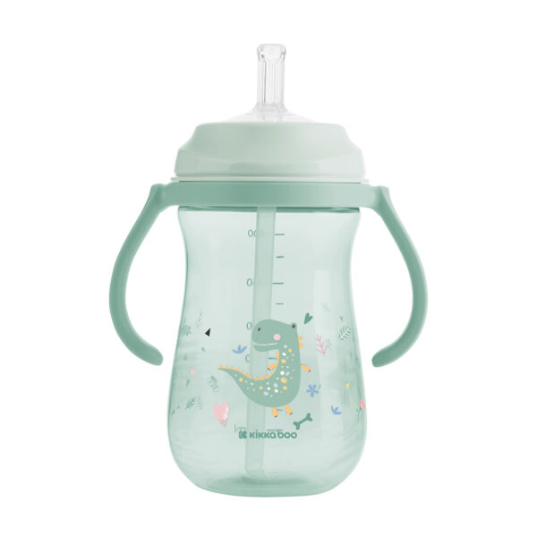 Cana cu pai si manere Kikkaboo Dino World Mint, 300 ml. - imagine 2