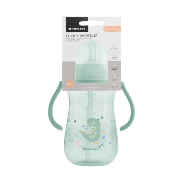 Cana cu pai si manere Kikkaboo Dino World Mint, 300 ml. - imagine 3