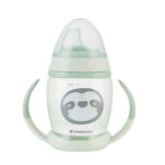 Cana cu cioc moale si manere Kikkaboo Happy Face Mint, 200 ml.