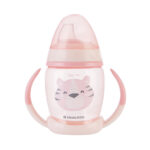 Cana cu cioc moale si manere Kikkaboo Happy Face Pink, 200 ml.