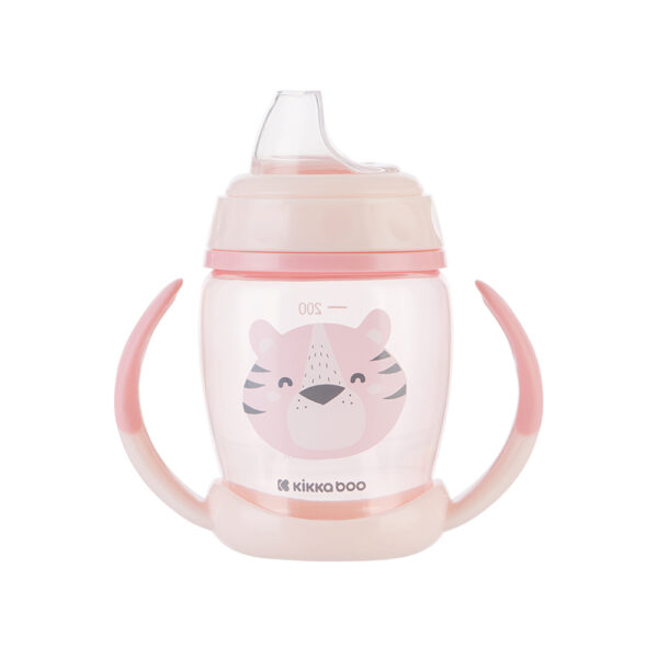 Cana cu cioc moale si manere Kikkaboo Happy Face Pink, 200 ml. - imagine 2