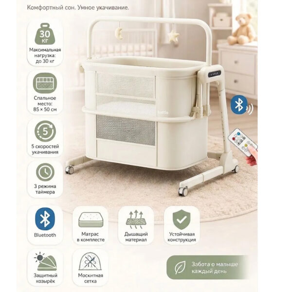 Patut Co-Sleeper electronic Kidilo STEFANO Beige - imagine 2