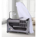 Pat pliant cu 2 nivele Kidilo SAFARI Light Grey