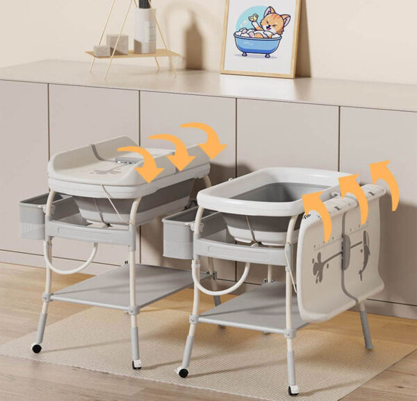Cădiță cu suport metalic și măsuță de înfășat Kidilo Cosy - imagine 3