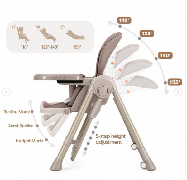 Стульчик-качели 2в1 Kidilo DANTE Light Grey — изображение 3