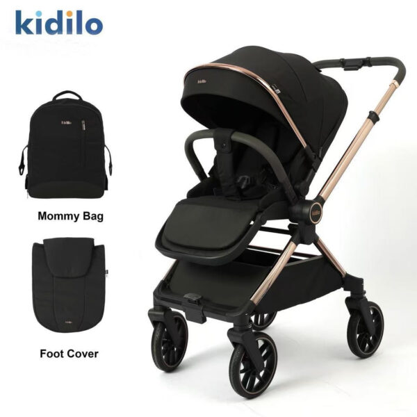 Cărucior cu mâner revirsibil Kidilo DINA Black - imagine 2