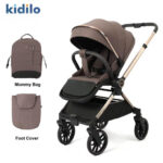Cărucior cu mâner revirsibil Kidilo DINA Dark Coffee - imagine 2