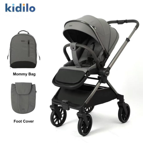 Cărucior cu mâner revirsibil Kidilo DINA Grey - imagine 2