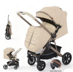 Cărucior cu mâner reversibil Kidilo BENITO Khaki - imagine 2