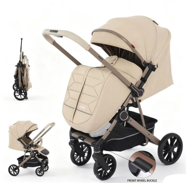 Cărucior cu mâner reversibil Kidilo BENITO Khaki - imagine 2