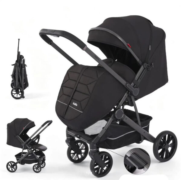 Cărucior cu mâner reversibil Kidilo BENITO Black - imagine 2