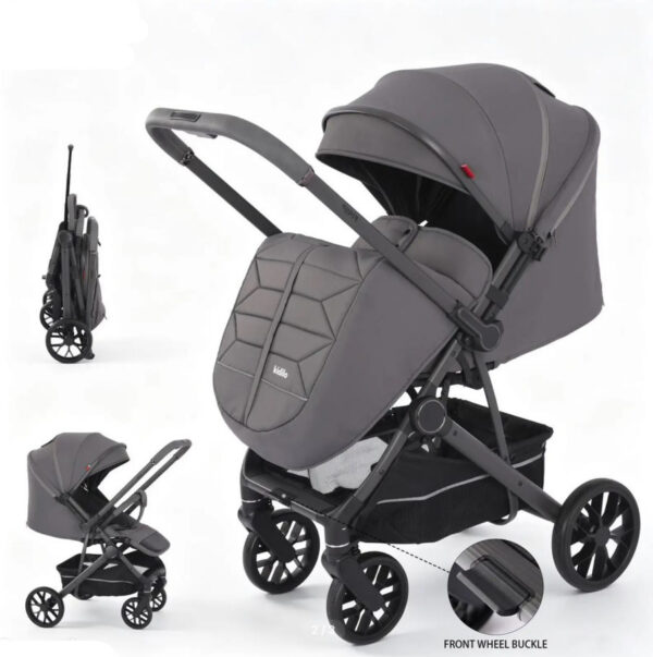 Cărucior cu mâner reversibil Kidilo BENITO Grey - imagine 2