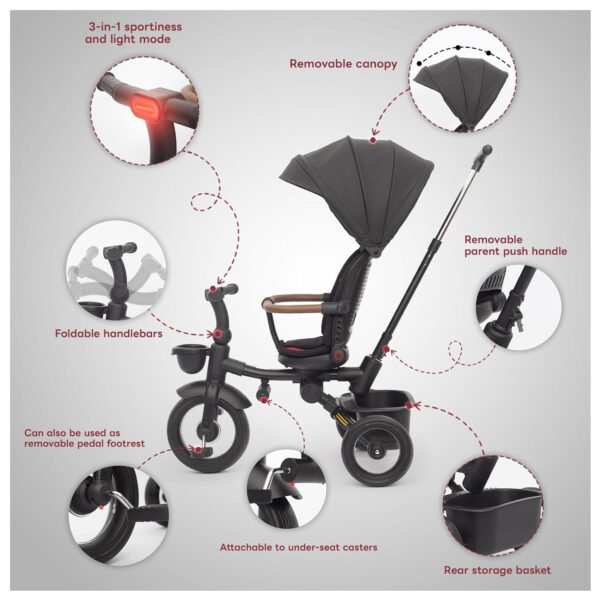 Tricikleta pliabila Kidilo ULTRA Black - imagine 2