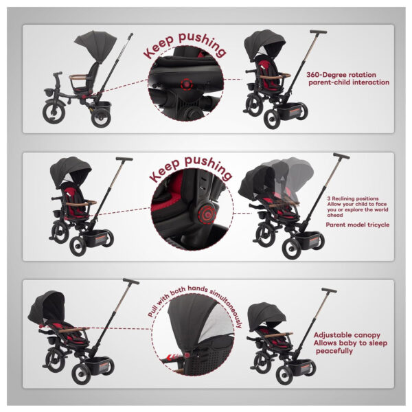 Tricikleta pliabila Kidilo ULTRA Black - imagine 3