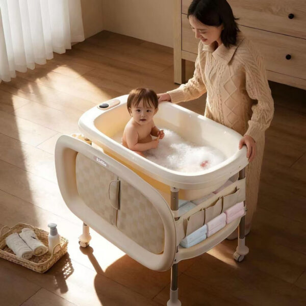 Cădiță cu suport și măsuță de înfășat Kidilo COMFY Dark Grey - imagine 6
