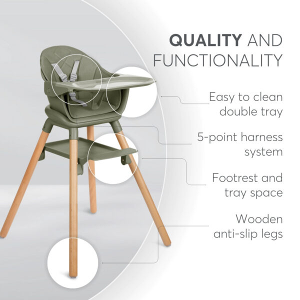 Scaun de masa 6-in-1 Kikkaboo WOODY Army Green 2024 - imagine 5