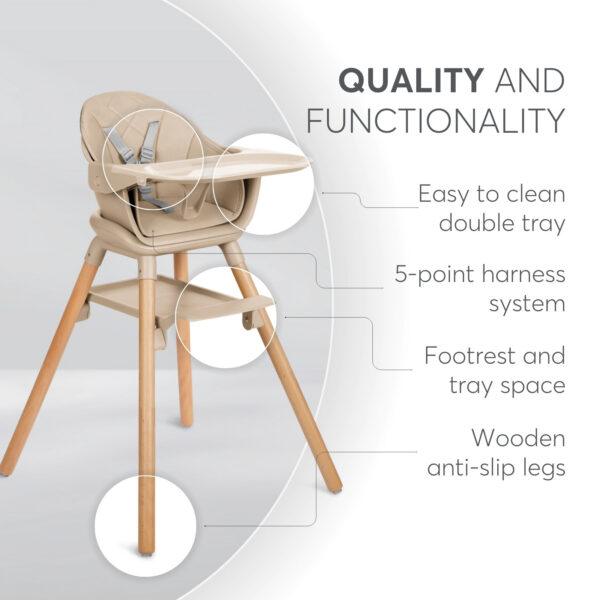 Scaun de masa 6-in-1 Kikkaboo WOODY Beige 2024 - imagine 5