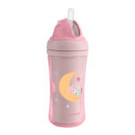 Cana cu pai Kikkaboo Moony me Pink, 220 ml. - imagine 2