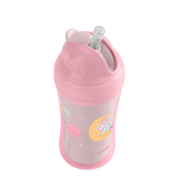 Cana cu pai Kikkaboo Moony me Pink, 220 ml. - imagine 3