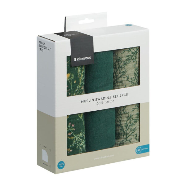 Scutece de muselina, 3 buc. 100x100cm Secret Garden Green - imagine 2