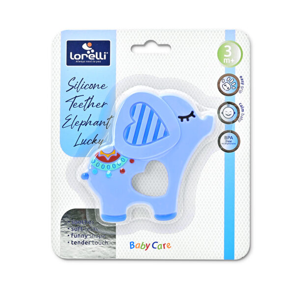 Jucarie de dentitie din silicon Lorelli ELEPHANT LUCKY Blue - imagine 2