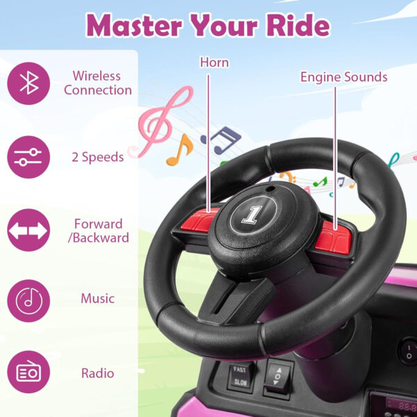 Tractor electric pentru copii TRONT Pink - imagine 3